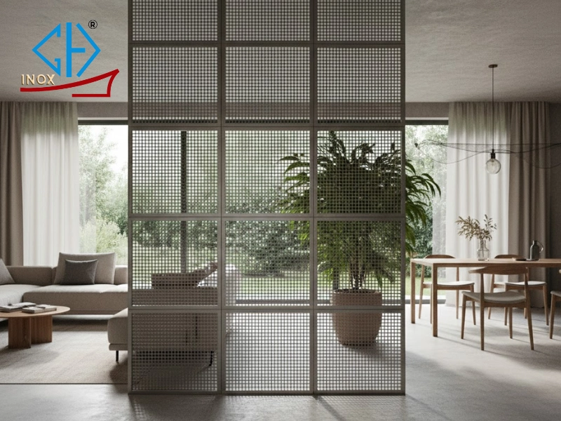 Vách ngăn inox đục lỗ là giải pháp hoàn hảo để phân chia không gian