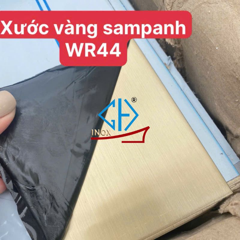tấm inox vàng xước sampanh