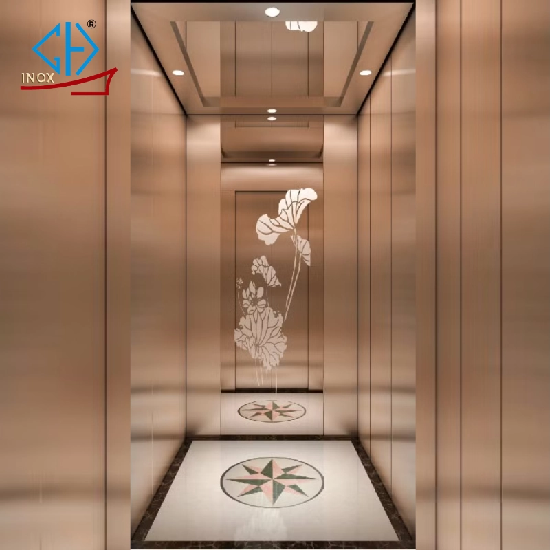 Cabin inox vàng hồng hoa văn hoa sen