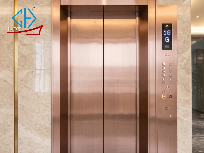 tấm inox thang máy xước vàng đồng