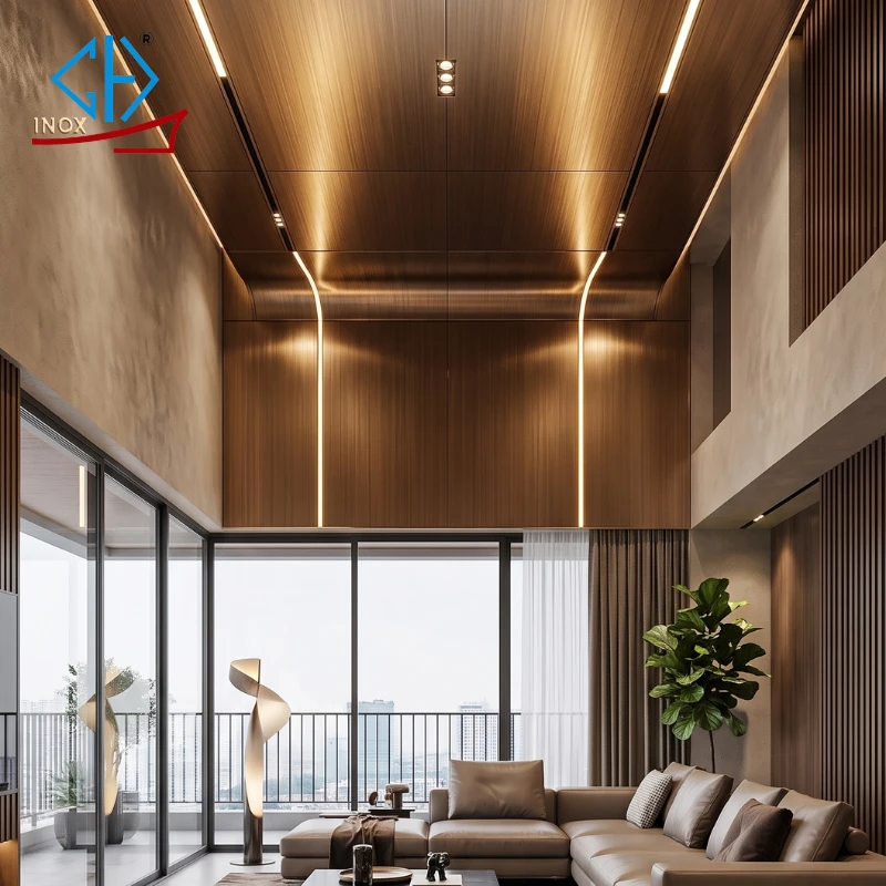 inox xước ốp trần