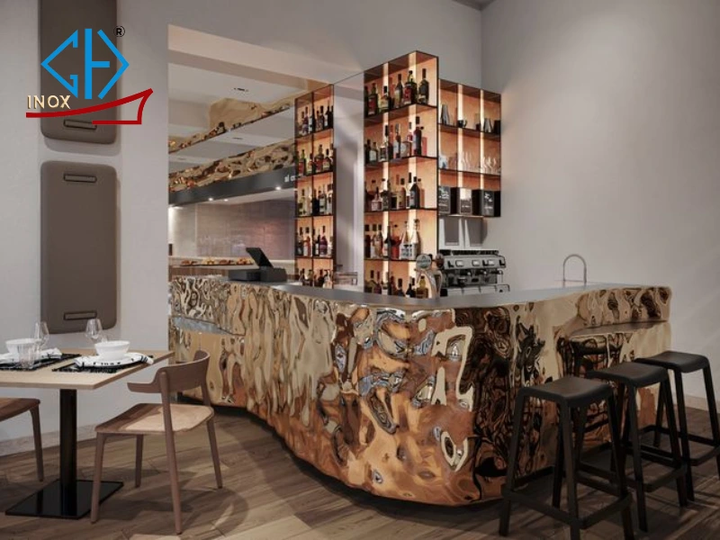 Ưu điểm vượt trội khi dùng inox ốp quầy bar