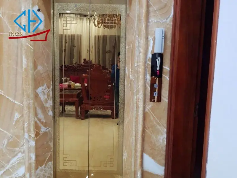 Inox cabin thang máy - Hoa Văn Cửa Chữ Nhật