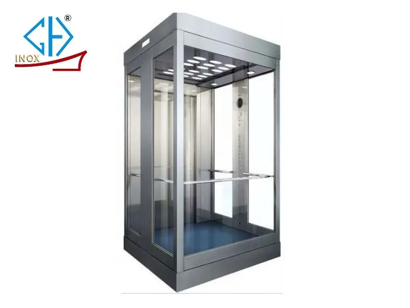 Thang máy vách thép và vách kính kết hợp Thang máy vách thép và vách kính kết hợp