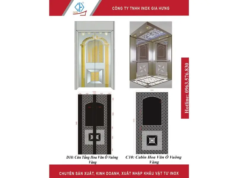 Inox cabin thang máy - Hoa văn ô vuông 2