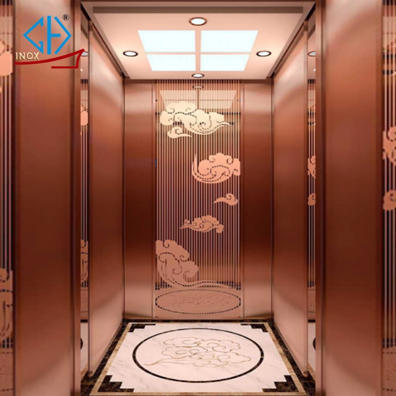 Cabin inox vàng hồng hoa văn mây truyền thống