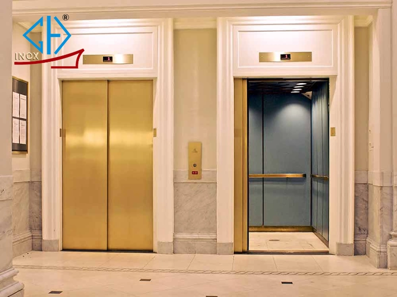  Tấm inox thang máy xước vàng