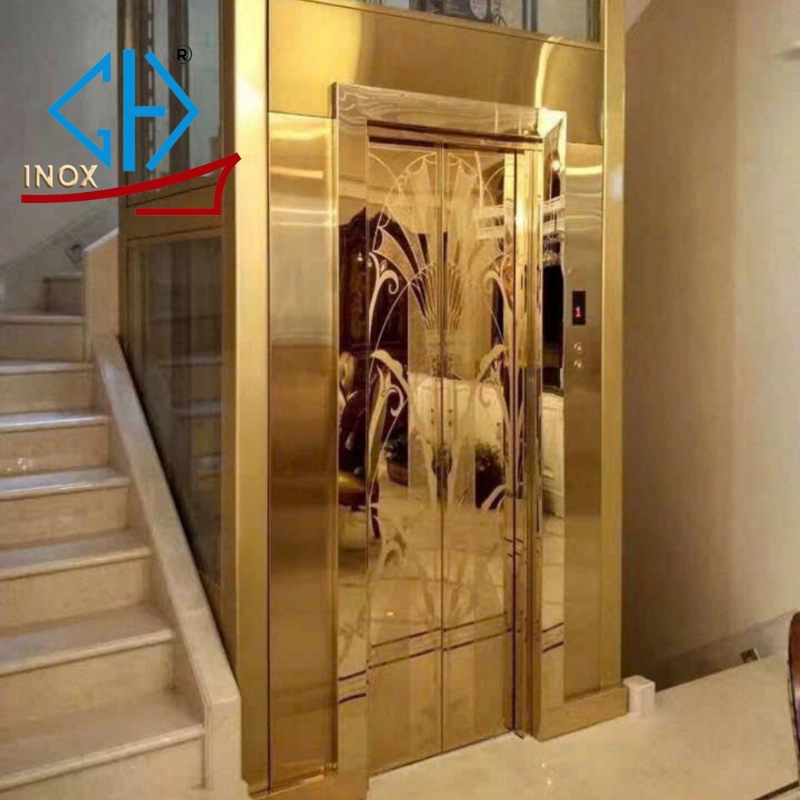 Mẫu inox thang máy hoa văn rẻ quạt tinh tế cho các công trình kiến trúc tân cổ điển 