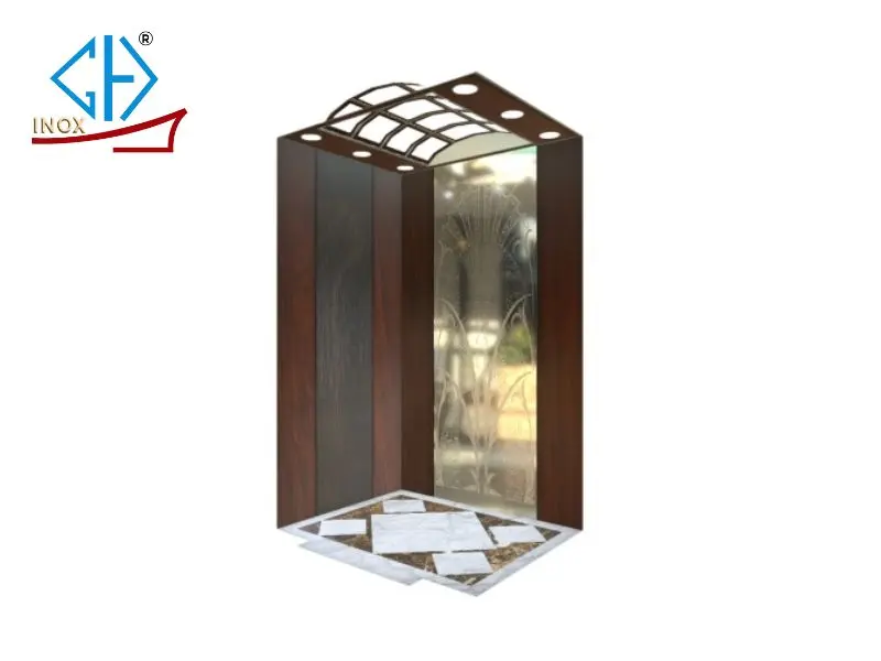 Inox cabin thang máy - Hoa văn rẻ quạt