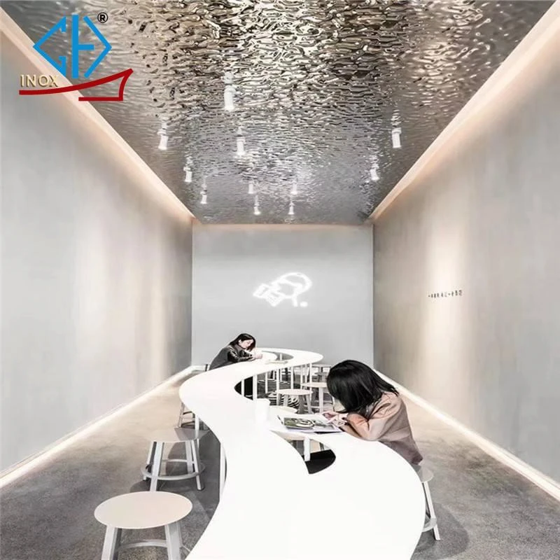 Inox sóng nước trắng ốp trần cho văn phòng làm việc