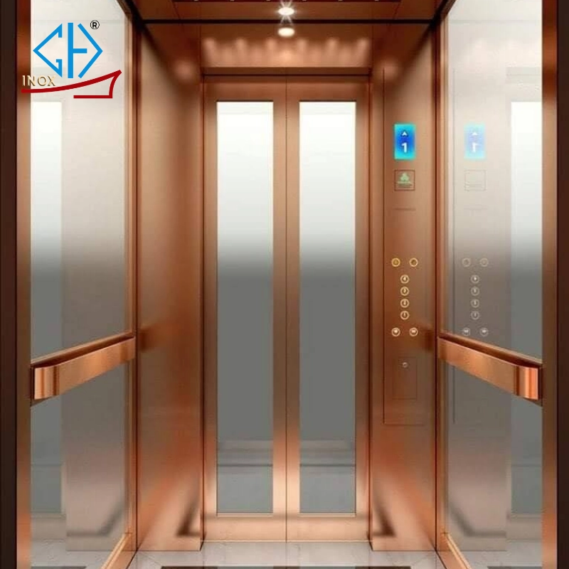 Cabin inox vàng hồng mặt gương đen xen kẽ