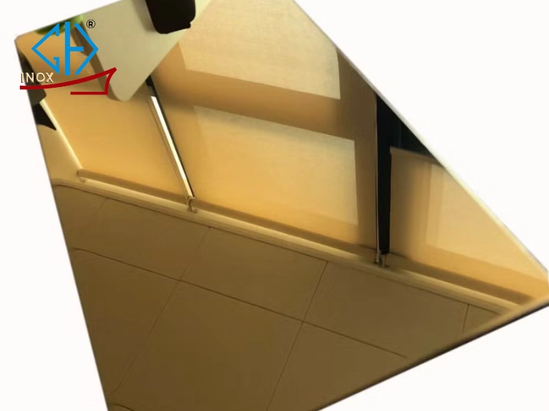 Tấm inox gương ốp tường màu vàng (Gold Mirror)