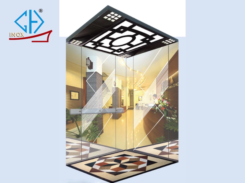 Inox thang máy họa tiết kẻ chéo cho các dự án cao cấp phù hợp nhiều phong cách thiết kế 