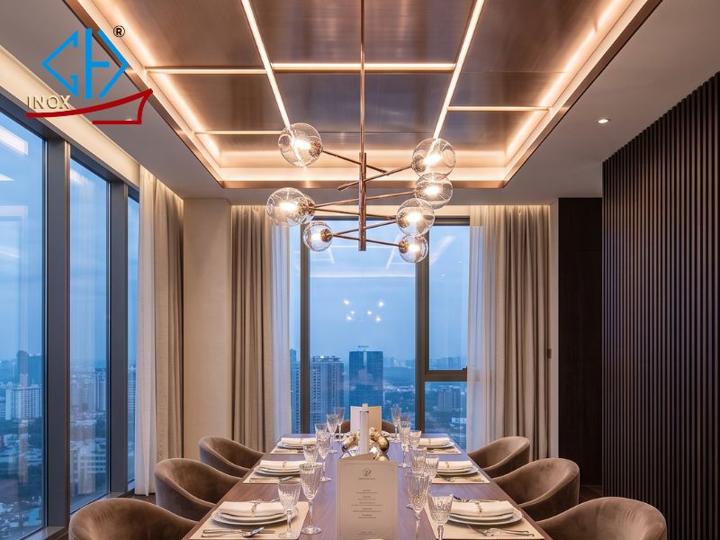 Top 5 Mẫu Tấm Inox Xước Ốp Trần Đẹp, Chống Vân Tay
